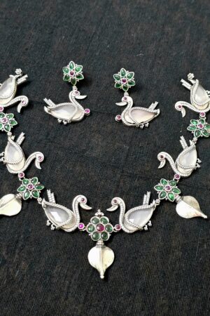 Italian Finish Swan Motif Statement Necklace Set