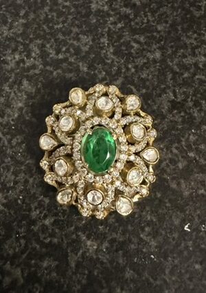 Emerald-Centered Floral Moissanite Pendant