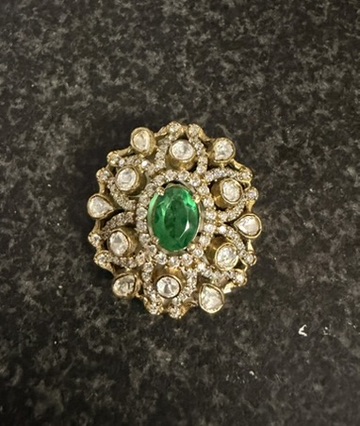 Emerald-Centered Floral Moissanite Pendant