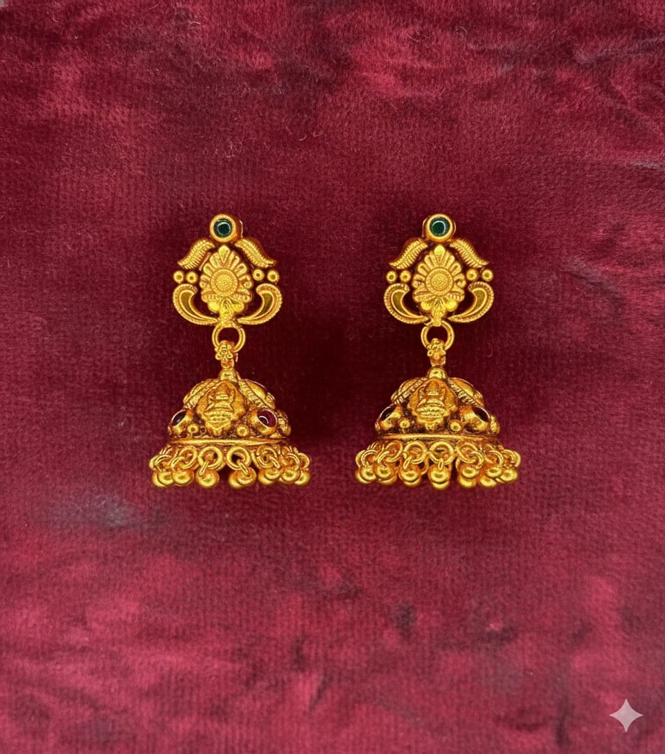 Antique Temple Jhumka with Goddess Motif