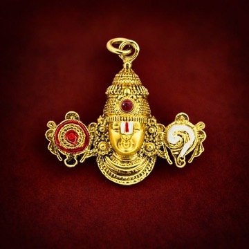 Divine Lord Venkateswara Pendant with Ruby Accent and Enamel