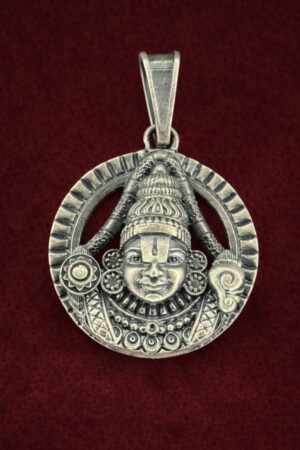 Antique Silver Lord Venkateswara Halo Pendant