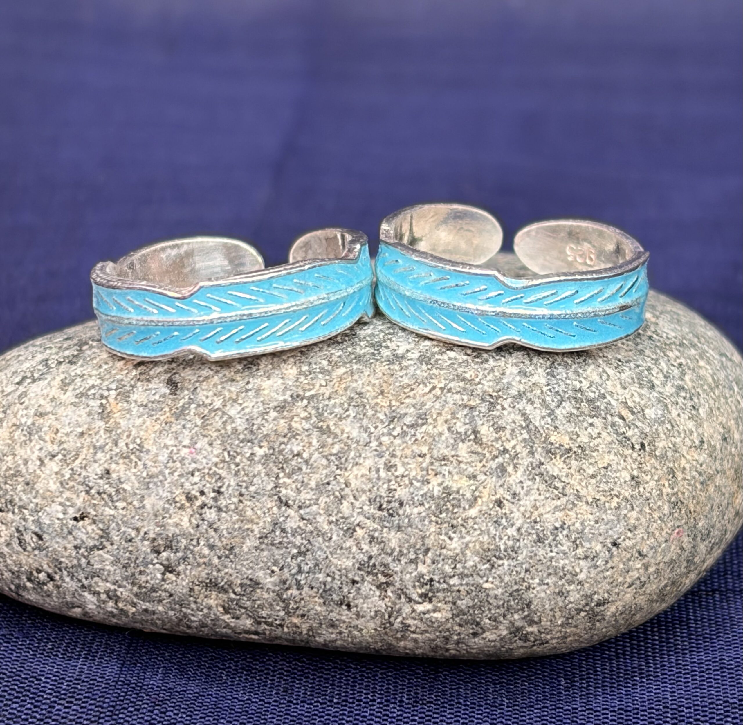 Blue Enamel Wave Toe Ring