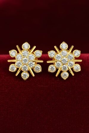 Golden Starburst Crystal Stud Earrings