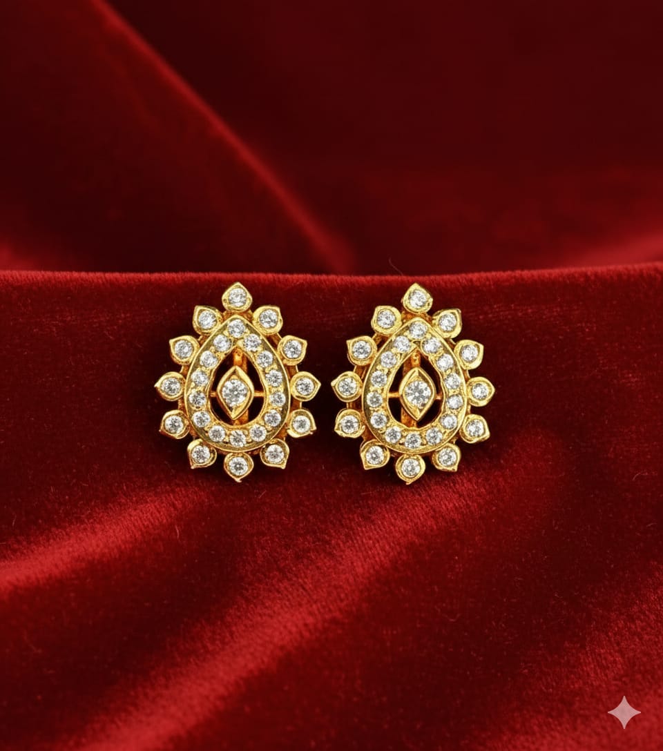 Regal Teardrop Halo Stud Earrings