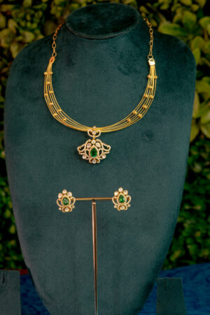 Regal Emerald Drop Kanti Pendant Set