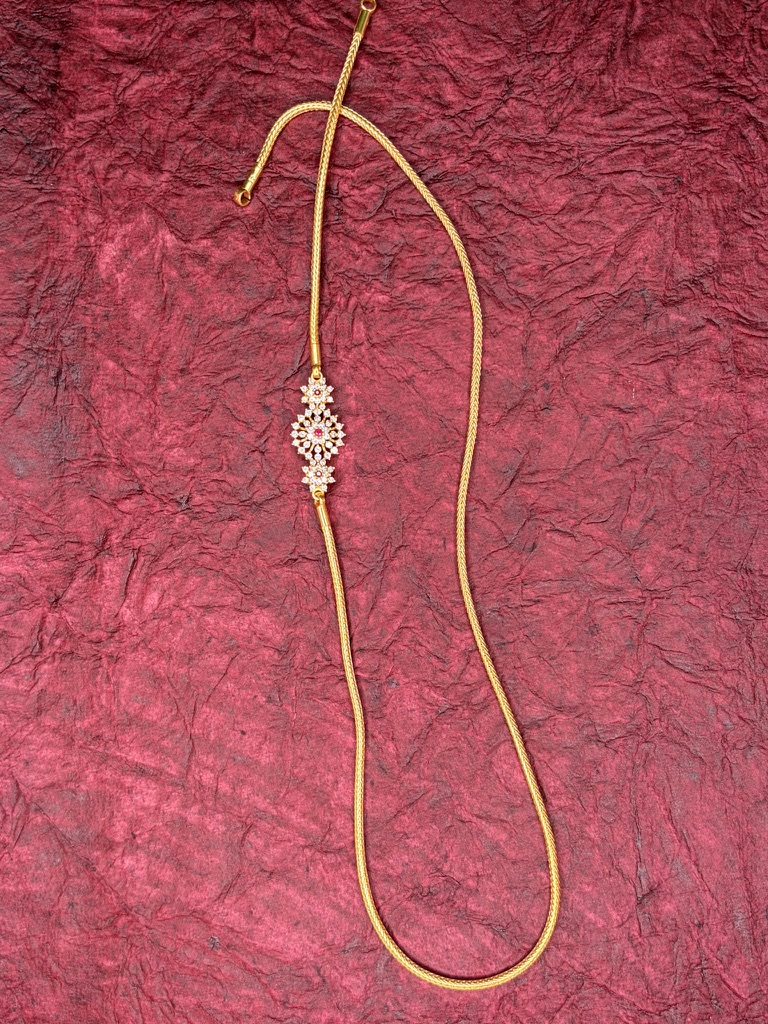 Classic Floral White Stone Mogappu Chain