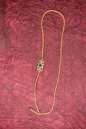 Elegant Floral Green Stone Mogappu Chain