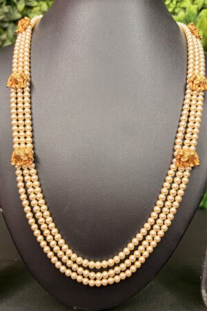 Traditional Temple Pearl Haram with Elephant Motifs