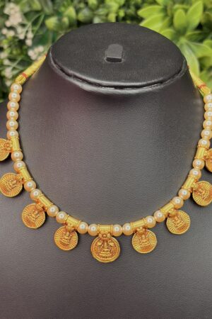 Antique Temple Pearl Coin Necklace