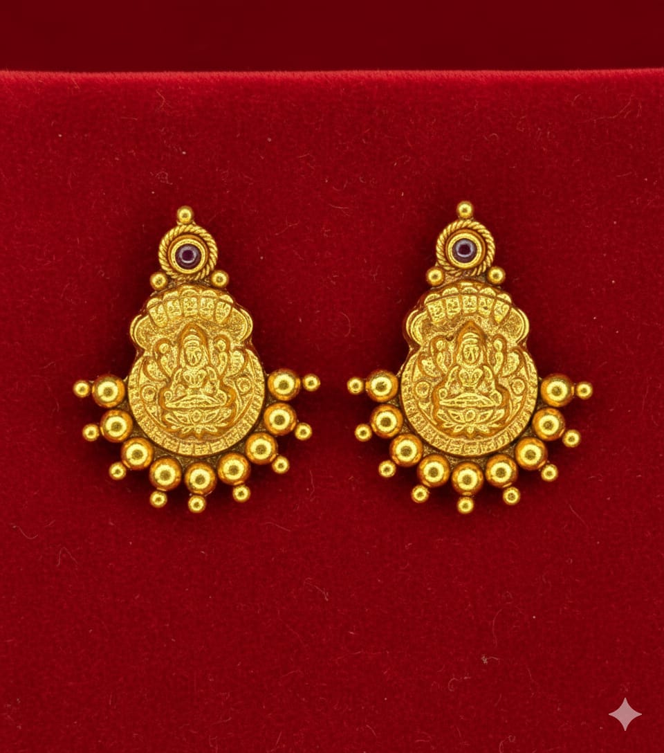 Temple-Inspired Lakshmi Stud Earrings