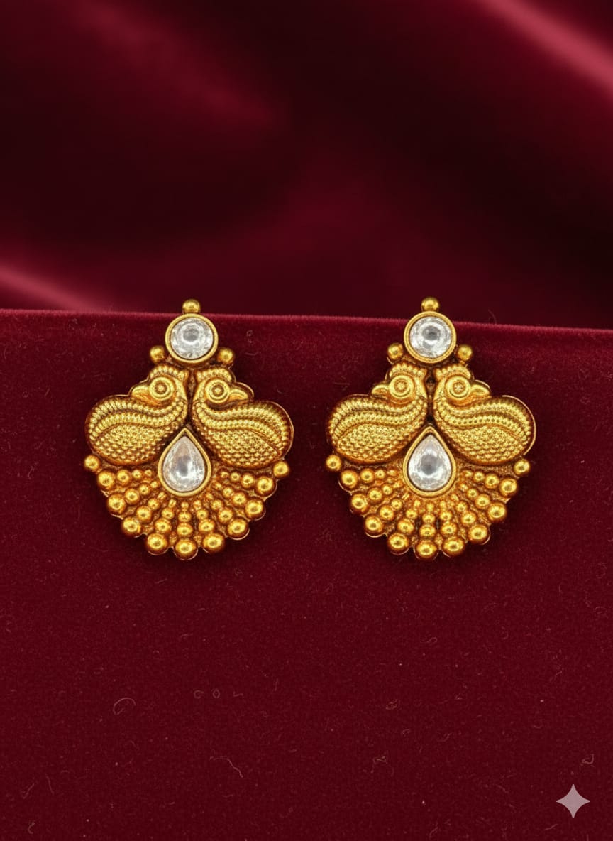 Temple-Inspired Stud Earrings with Teardrop Stones