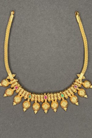 Antique Gold Drop Motif Temple Necklace