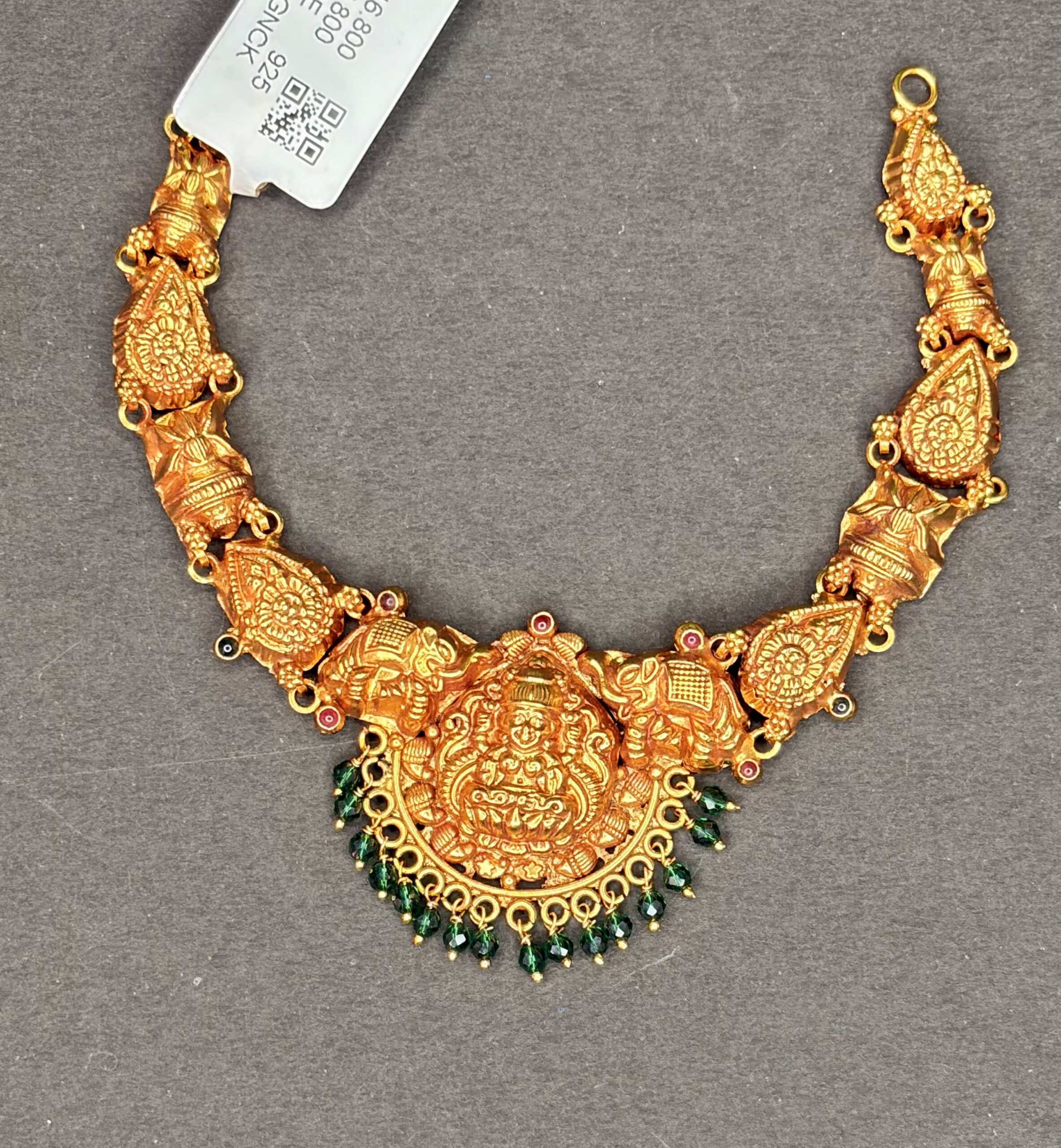 Antique Lakshmi Temple Necklace with Elephant Motifs