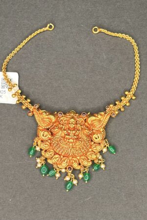 Antique Temple Necklace with Green Bead Drops