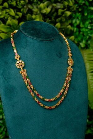Rani Rudrama Devi Navaratna-Inspired 2 Line Necklace