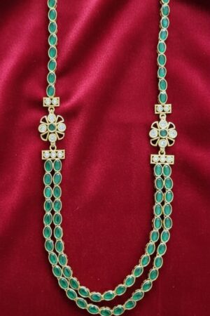 Rani Rudrama Devi Emerald 2 Line Necklace