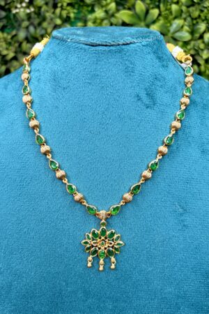 Emerald Dew Drop Gold Necklace