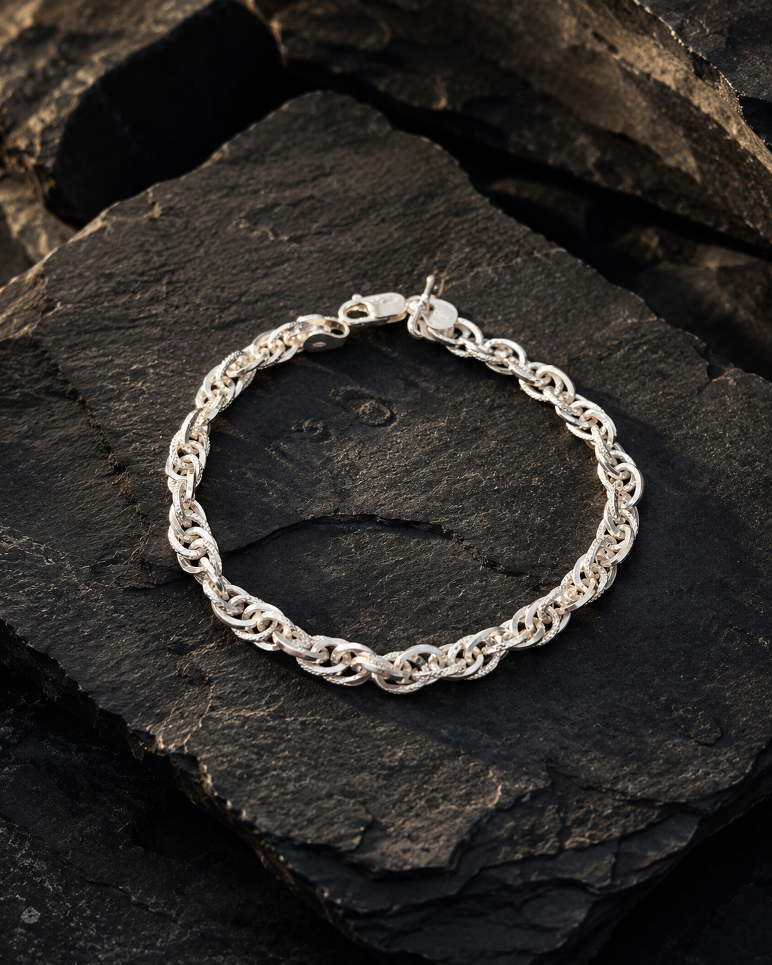 Elegant Silver Twisted Rope Chain Bracelet - Image 2