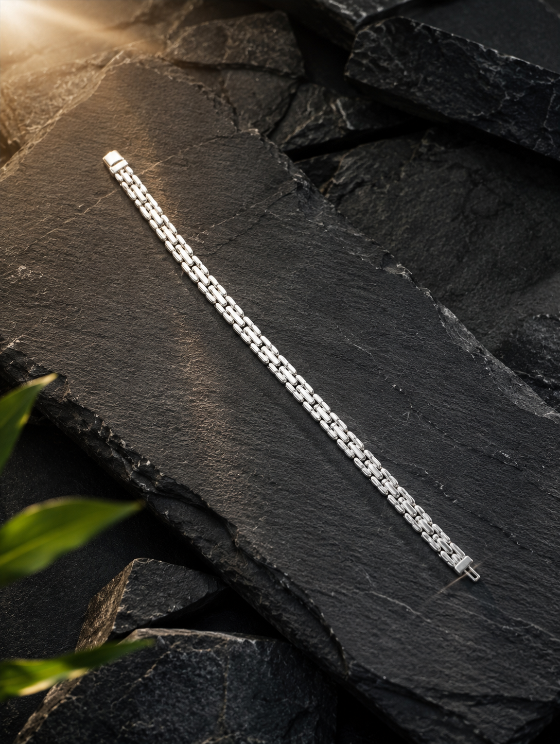 Refined Silver Multi-Row Oval Link Bracelet - Image 2