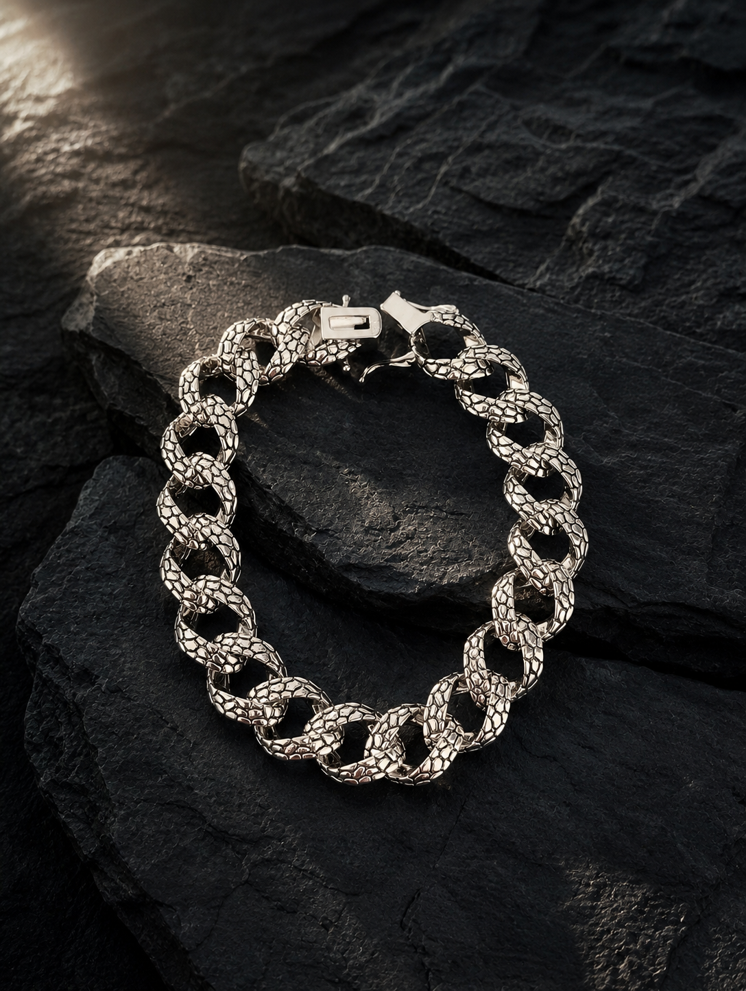 Bold Textured Link Turkish Statement Bracelet - Image 2