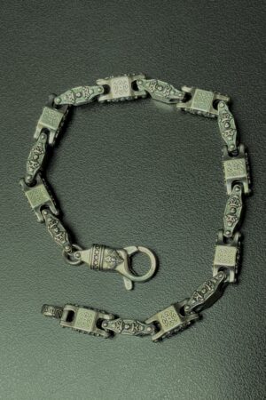 Ornate Silver Engraved Link Bracelet