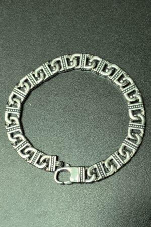 Textured Silver Greek-Inspired Link Bracelet
