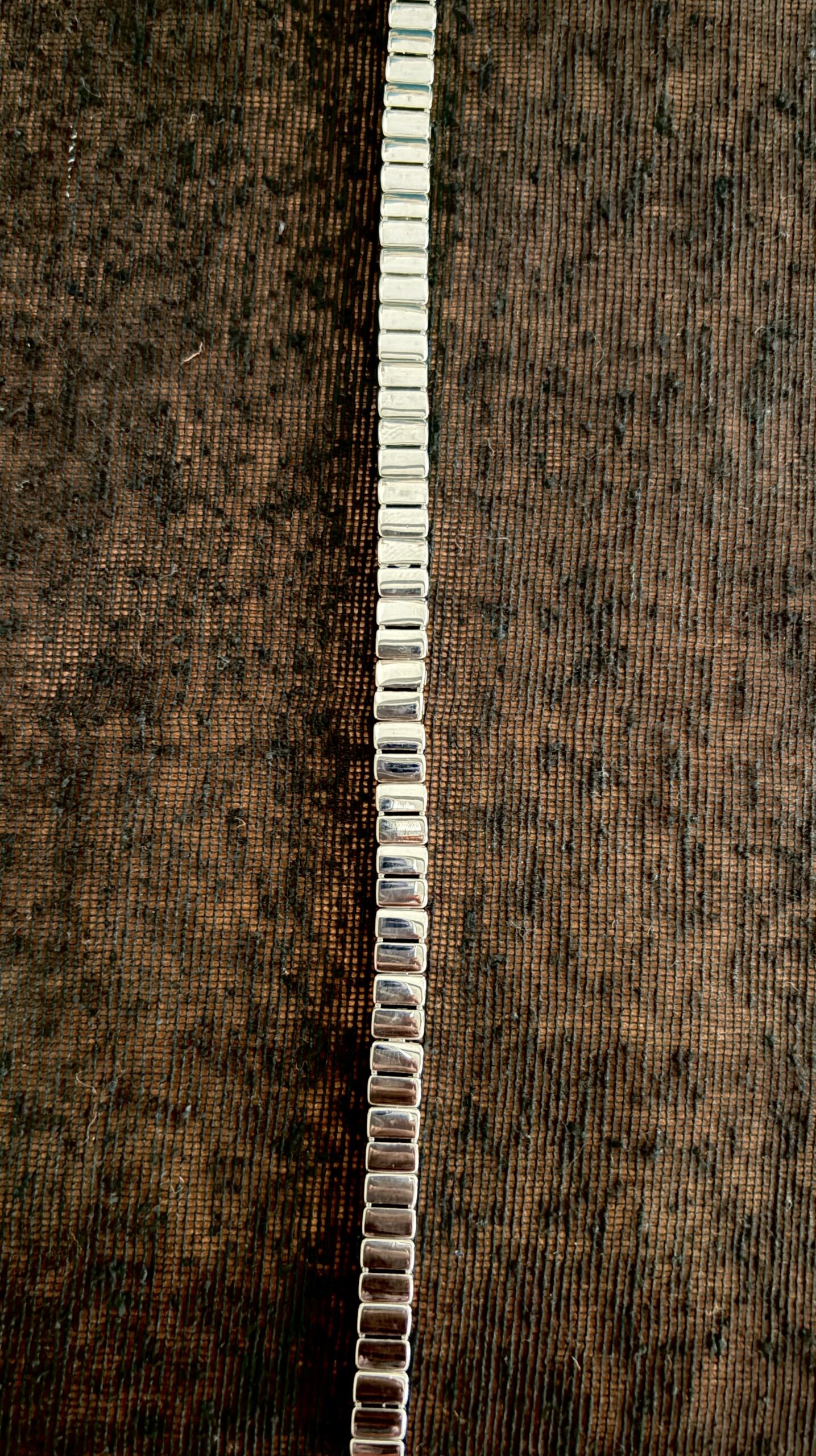 Minimalist Polished Tile-Link Silver Bracelet