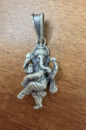 Antique Finish Dancing Ganesha Silver Pendant