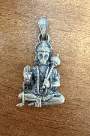 Silver Hanuman Seated Blessing Pendant