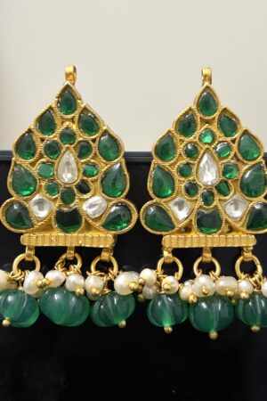 Regal Emerald & Pearl Temple-Inspired Earrings