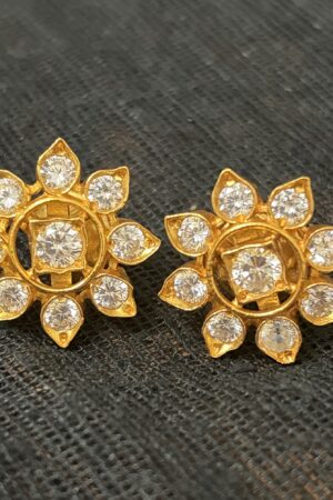 Radiant Floral Gold Polished Stud Earrings