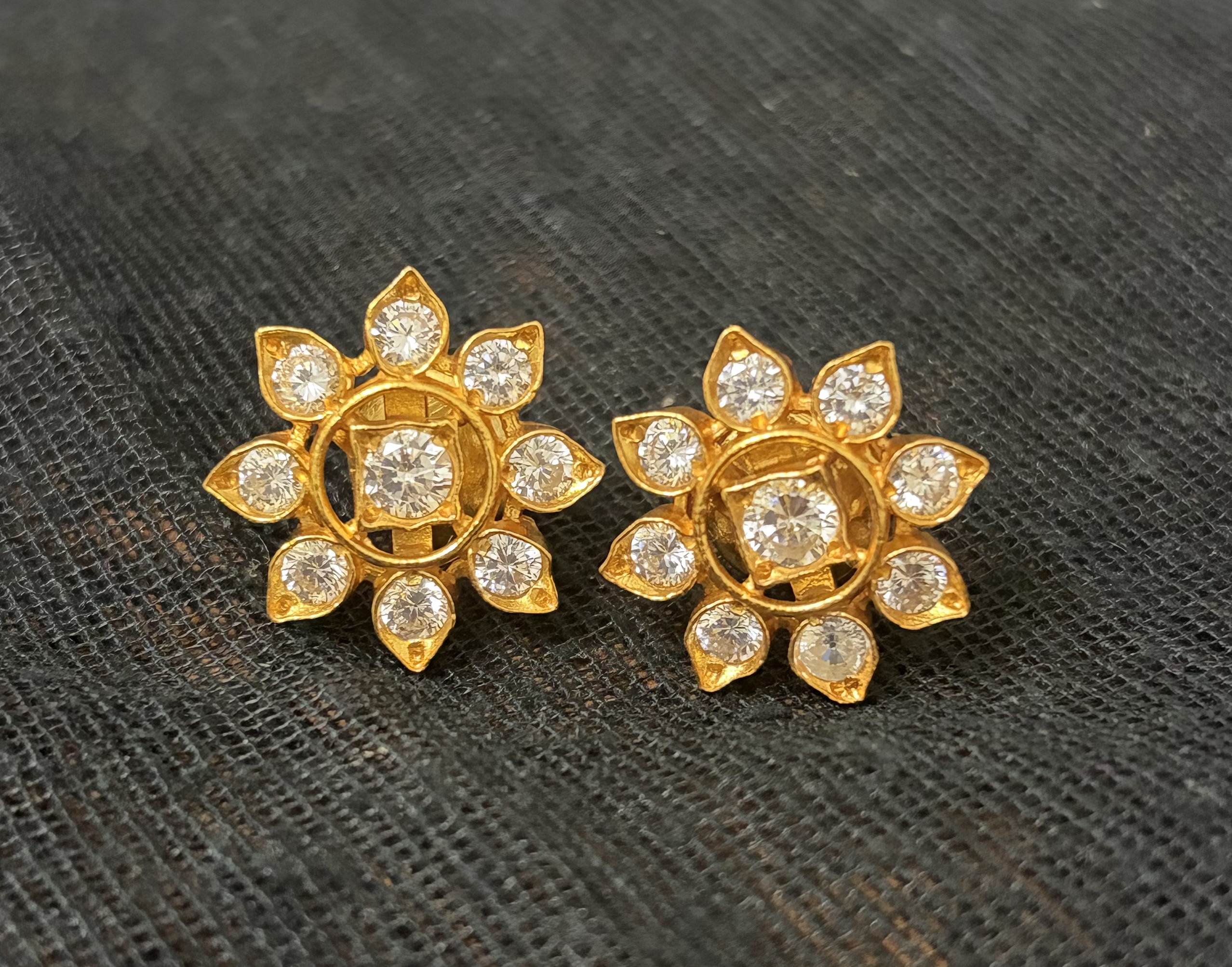 Radiant Floral Gold Polished Stud Earrings
