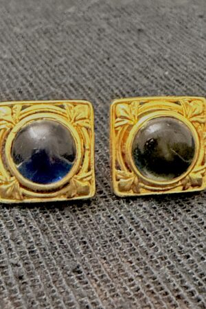 Classic Gold-Tone Square Stud Earrings with Dome Center