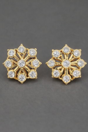 Starburst Crystal Gold Stud Earrings