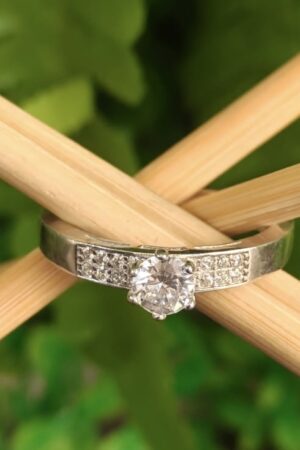 Classic Solitaire Accent Diamond Ring (size 19)