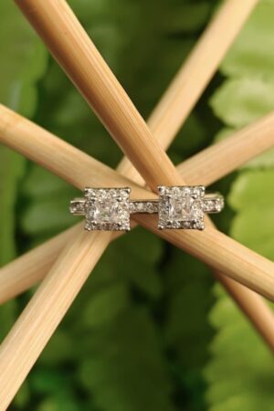 Twin Halo Princess-Cut Diamond Ring (size 11)