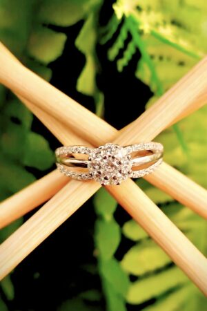 Twisted Halo Cluster Diamond Ring (size 12)