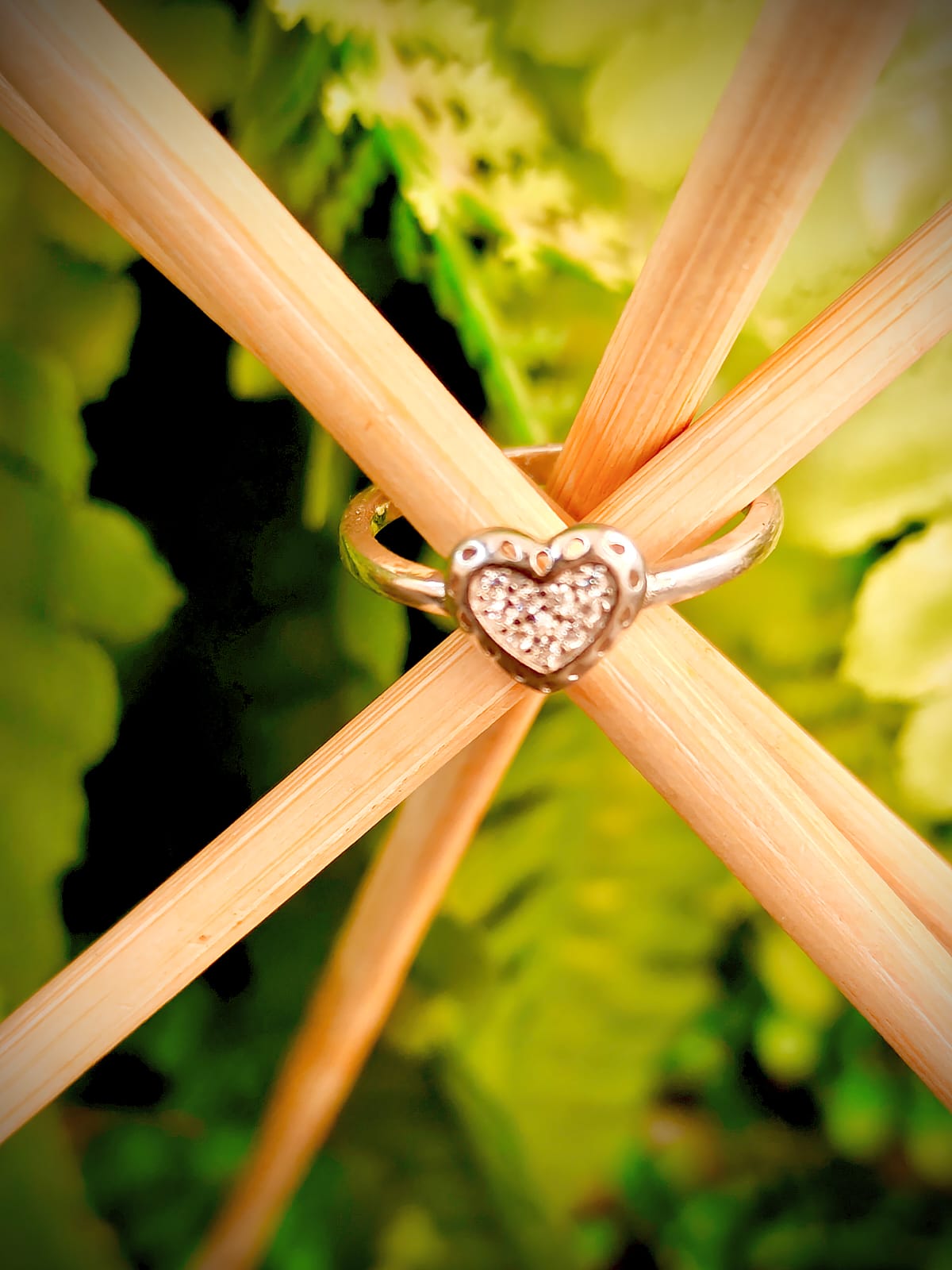 Sparkling Heart Charm Solitaire Ring (size 14)