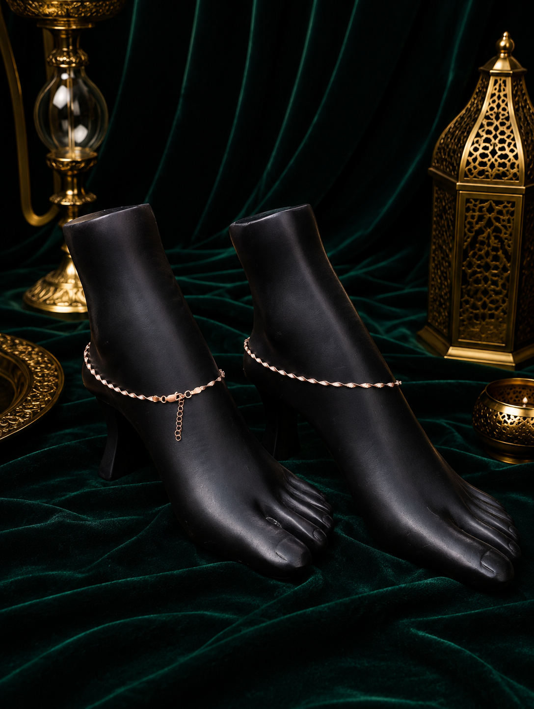 Twisted Dual-Tone Elegance Anklet Pair - Image 2
