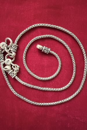 Classic Silver Herringbone Chain Anklet