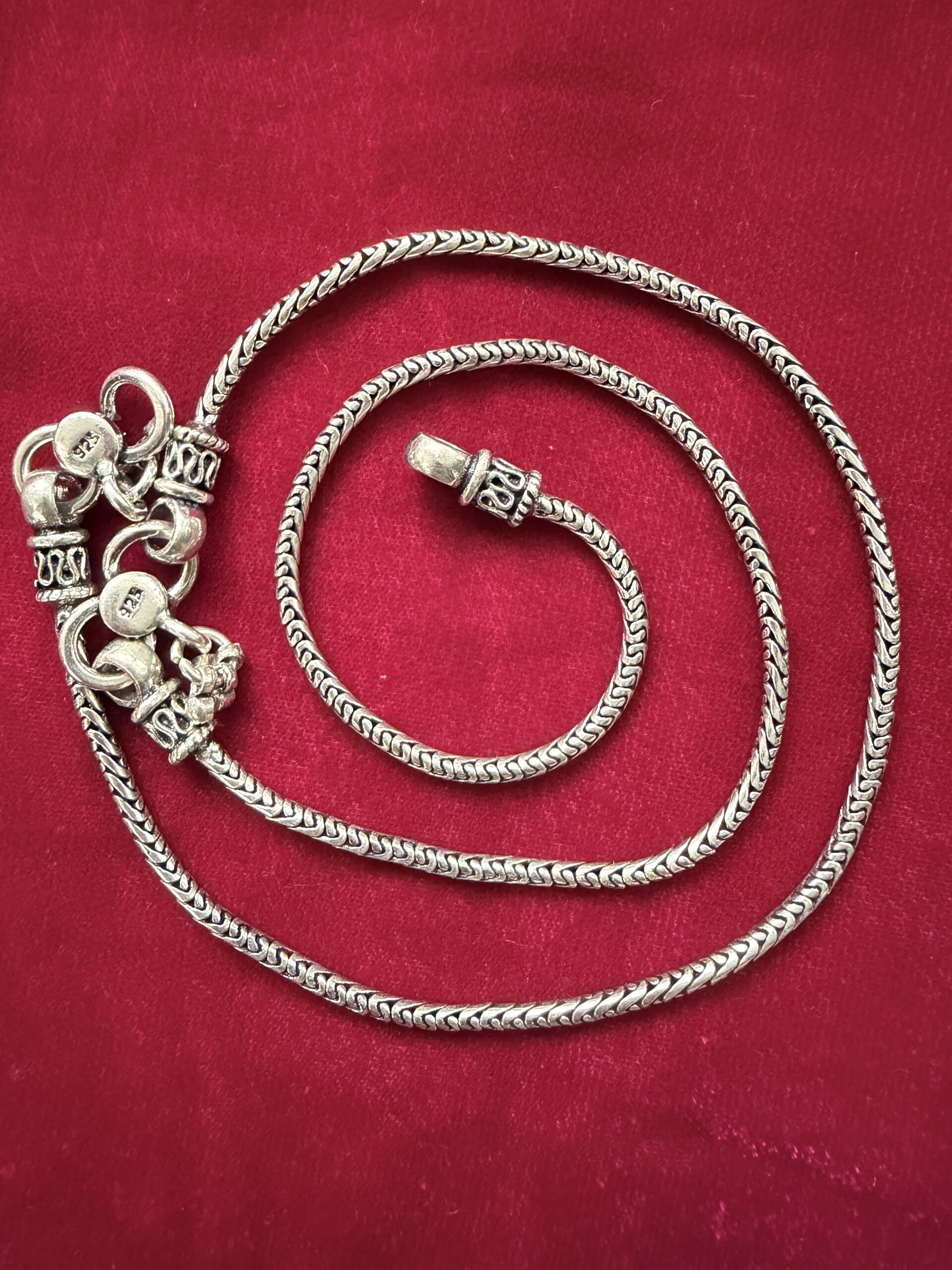 Classic Silver Herringbone Chain Anklet