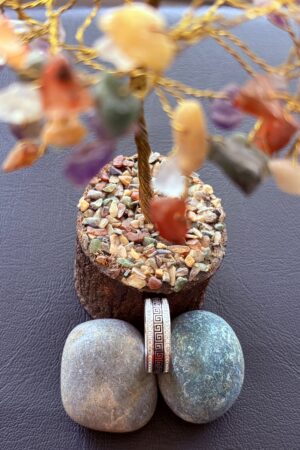 Greek Key Dual-Band Ring with Pave Accents (size 22)