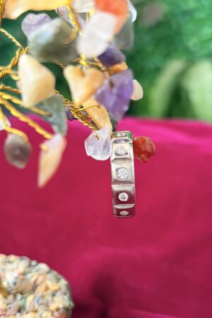 Modern Studded Band Ring with Flush-Set Stones (size 24)