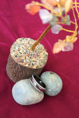 Contemporary Dual-Tone Band with Pave Edges and Colored Inlay (size 21)