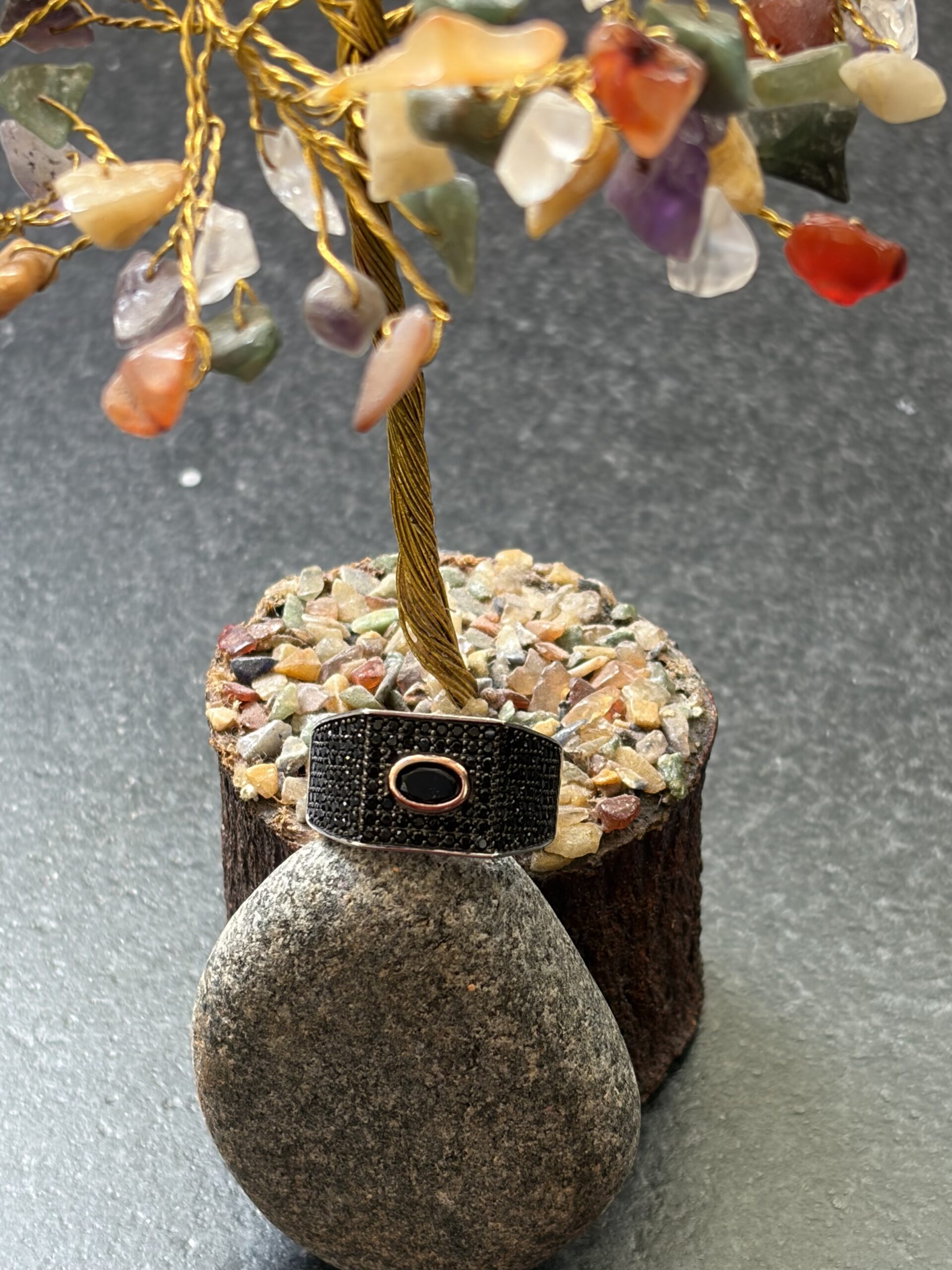 Black Pavé Oval Accent Statement Ring (size 22)