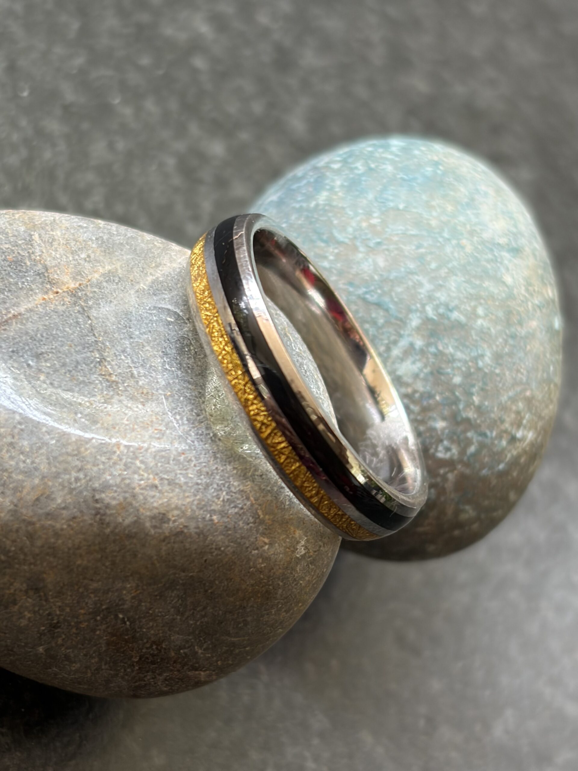 Sleek Dual-Tone Minimalist Band Ring (size 20)