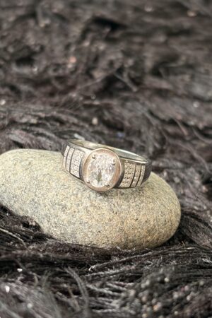 Classic Oval Solitaire Silver Ring (size 20)