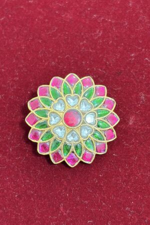 Multicolor Floral Kundan mogappu with Radiant Petal Detailing