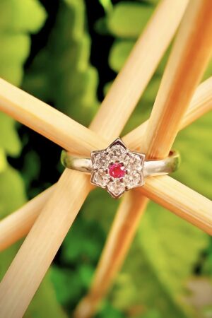 Blossom Star Ruby Halo Ring (size 11)